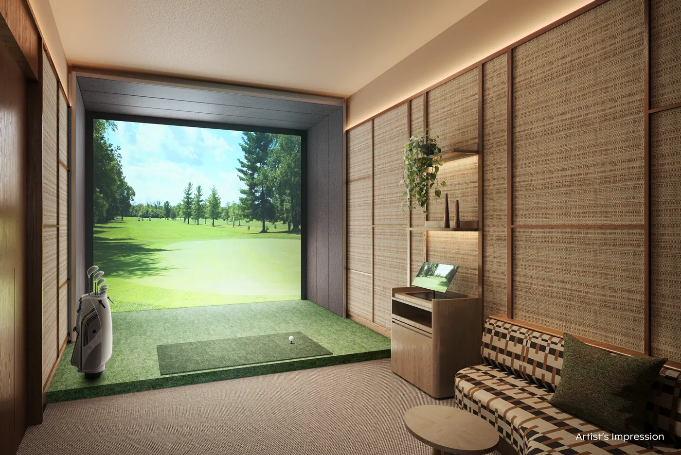 Artist's impression of the Golf Simulator room in the Grand Clubhouse at Thomson Reserve