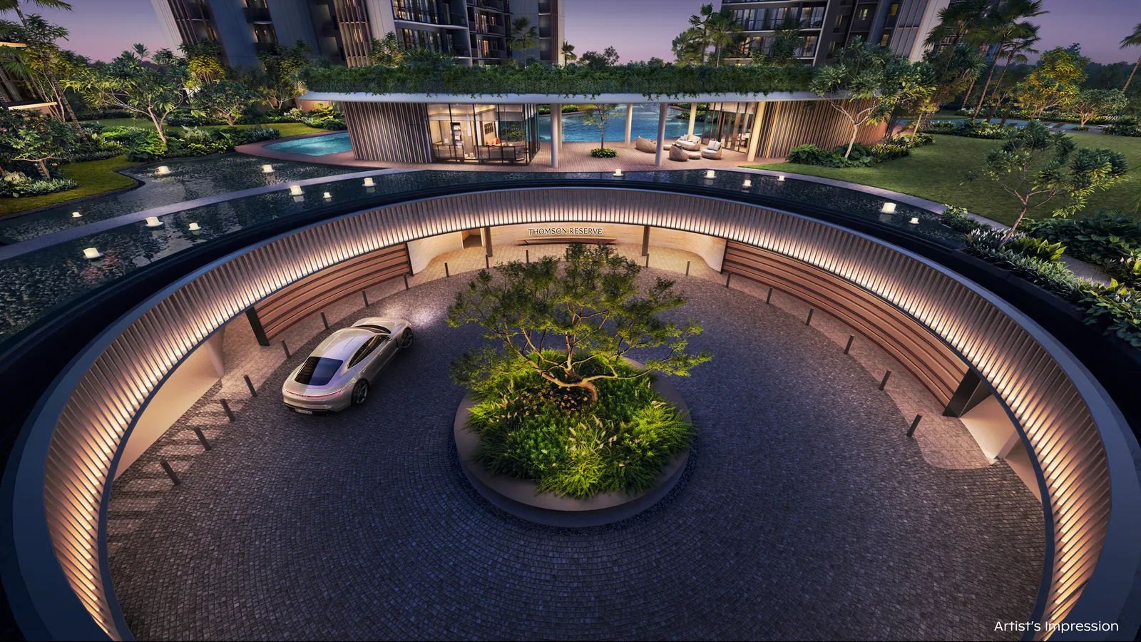 Artist's impression of the Grand Arrival entrance court at Thomson Reserve
