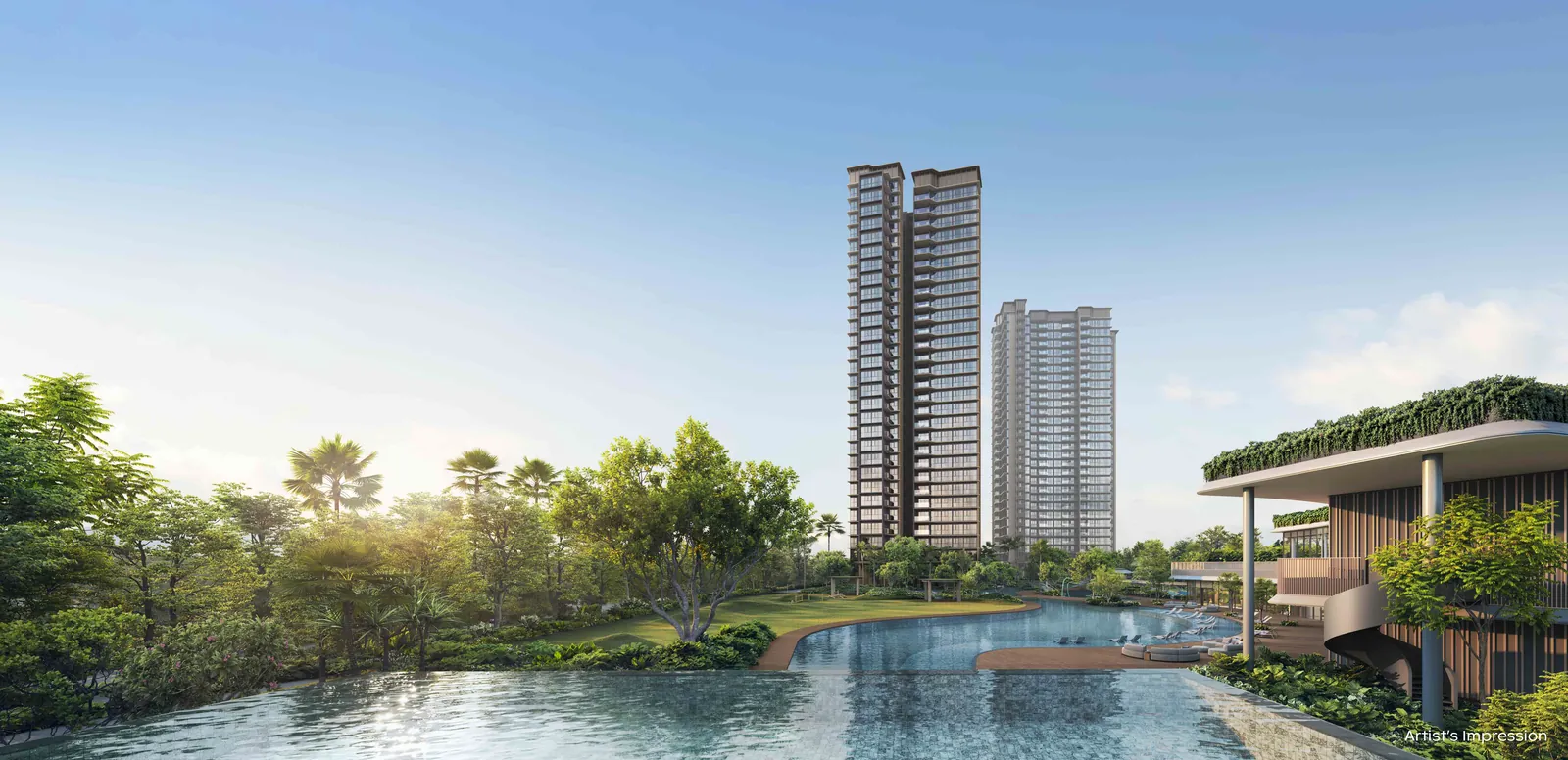 Artist's impression of the 50-metre Infinity Lap Pool in the Island Club at Thomson Reserve
