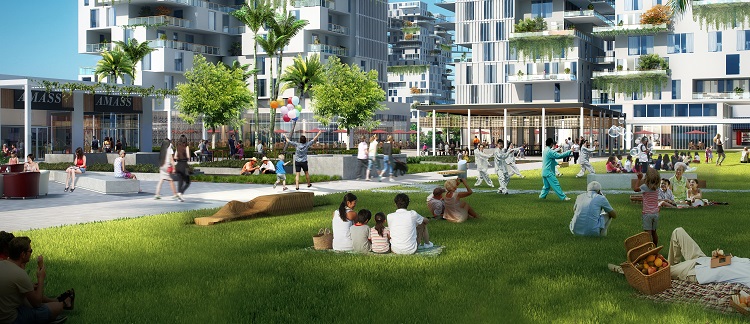 Bayshore waterfront precinct development showing integrated residential, commercial, and recreational facilities