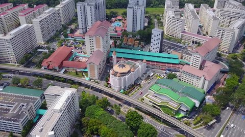 Aerial drone view of Hougang HDB estate