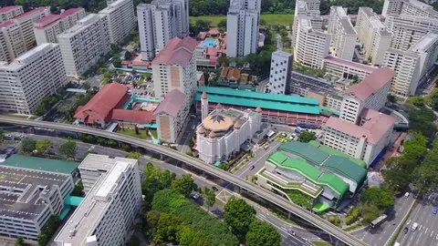Aerial drone view of Hougang HDB estate