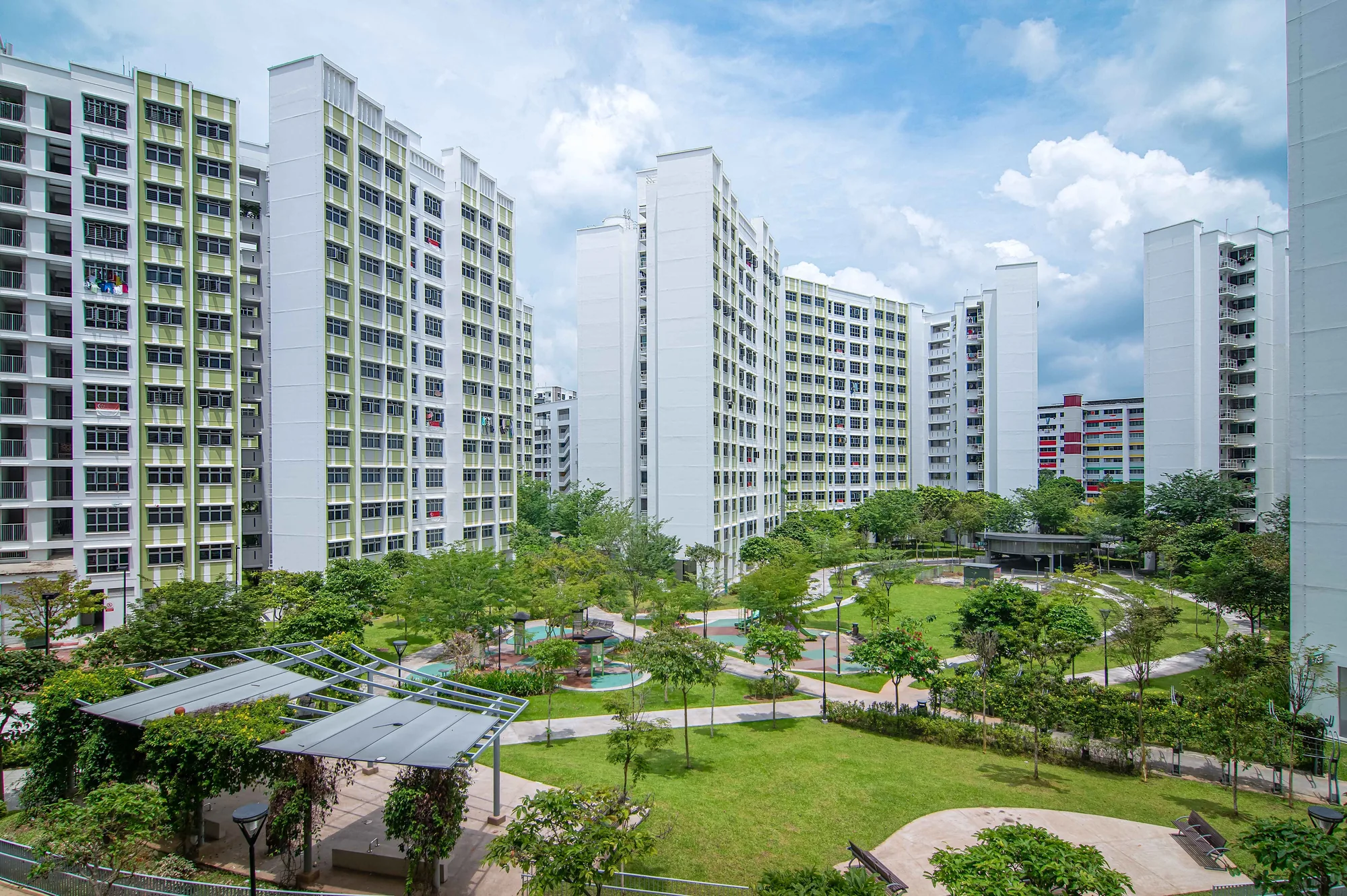 Modern HDB flat exterior in Sengkang, Singapore