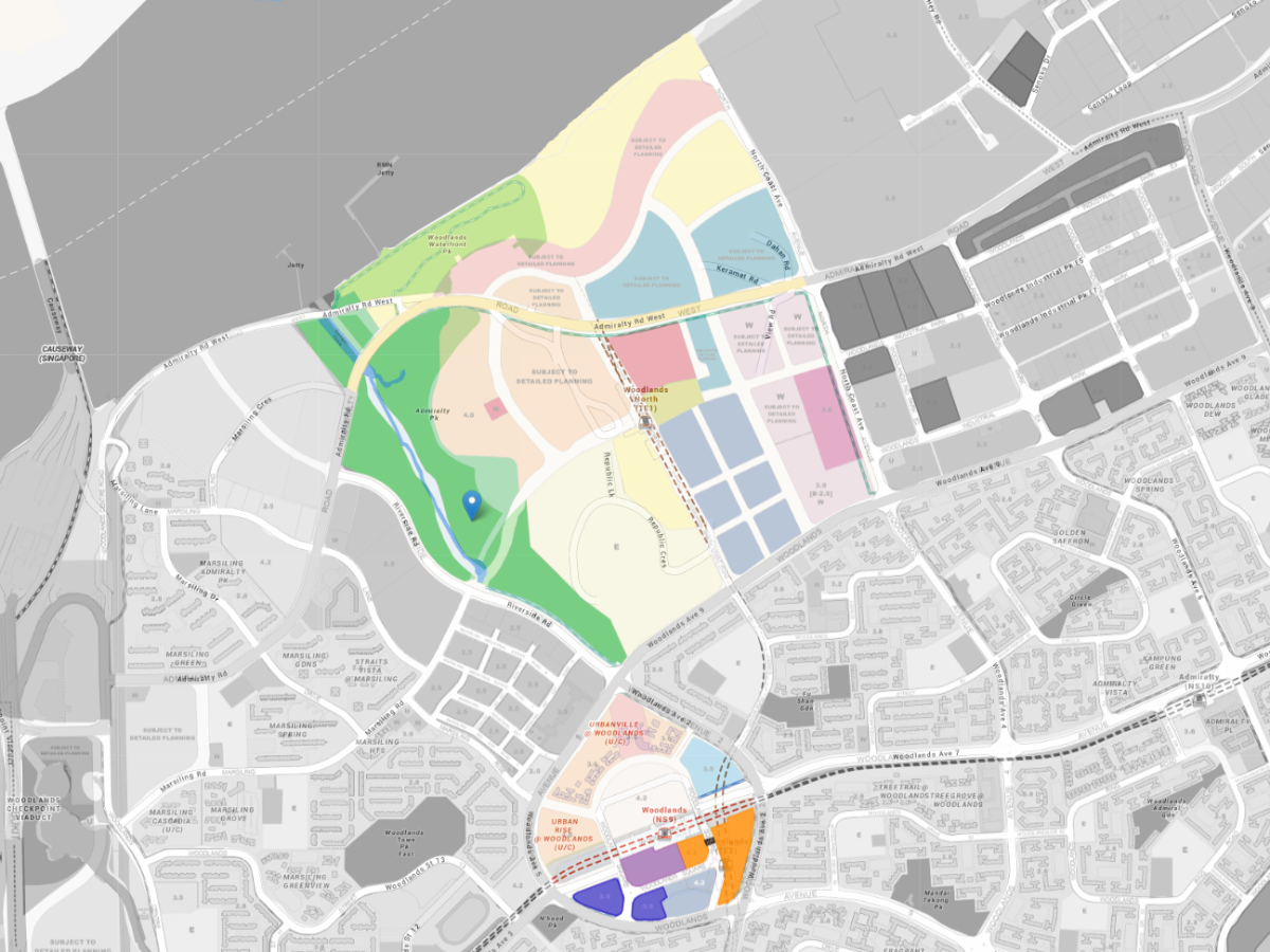 Woodlands Regional Centre master plan showing Singapore's Northern Gateway transformation with new residential, commercial, and transport infrastructure