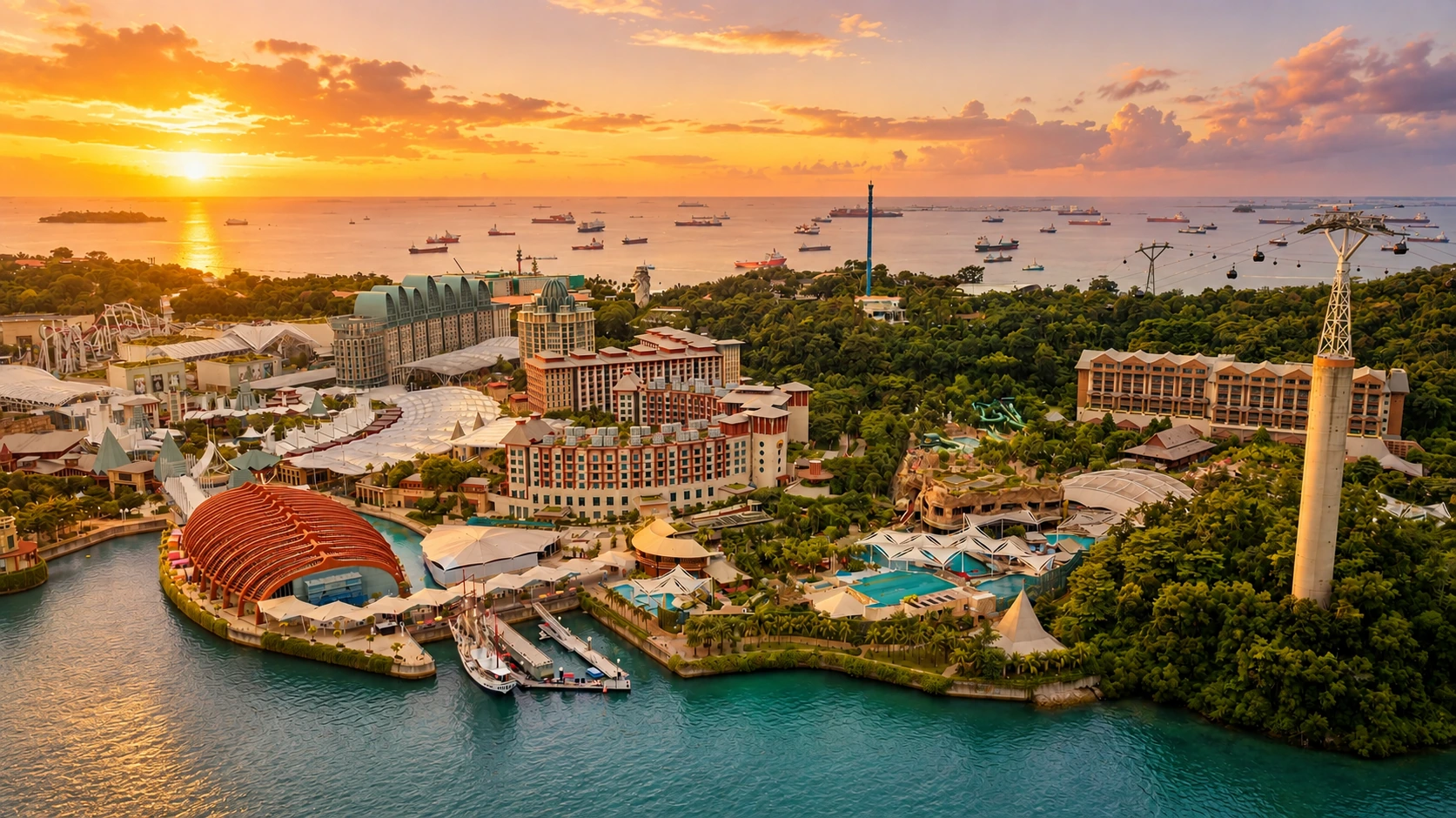 Aerial view of Keppel Island and The Island Residence Singapore