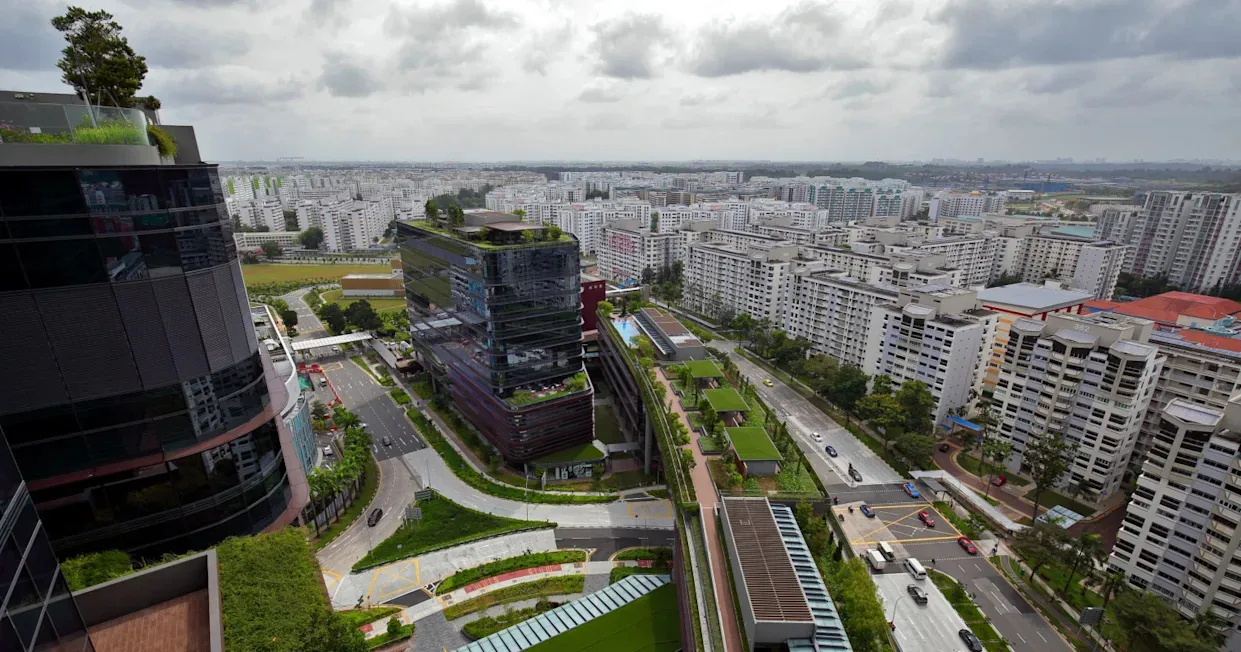 Aerial view of Woodlands in northern Singapore, where two executive condominium sites at Woodlands Drive 17 are in the launch pipeline